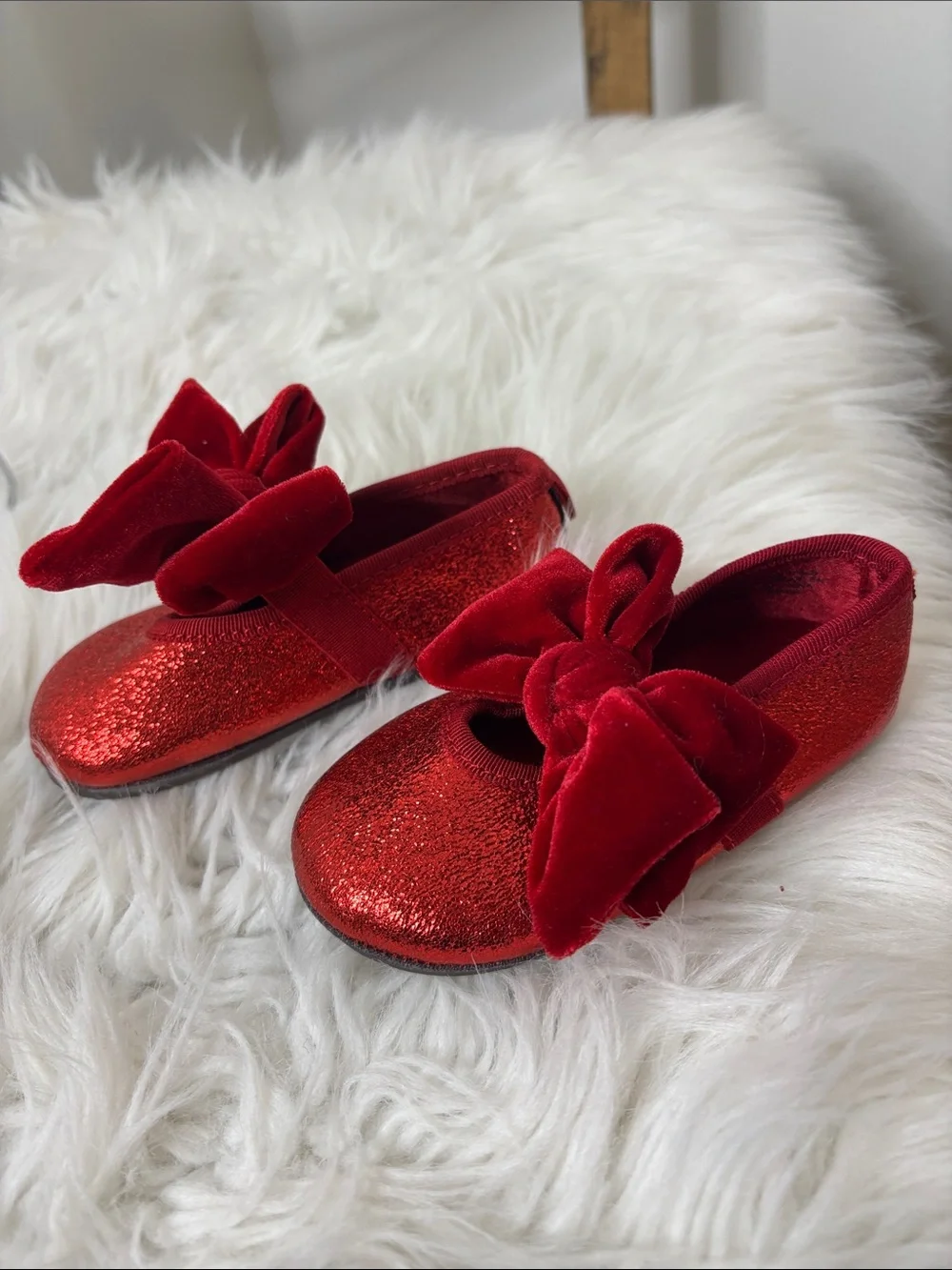 H&M Red Glitter Bow Ballet Flats for Kids